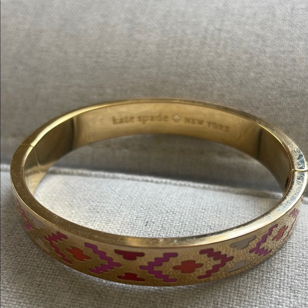 Kate Spade Gold and Pink Patterned Bangle - Picture 2 of 3